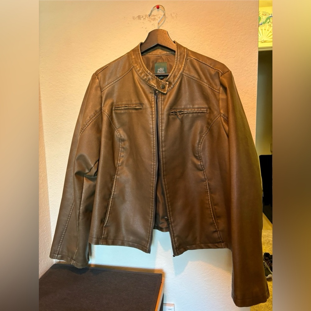 Wild Fable Faux Leather Jacket - BROWN XXL